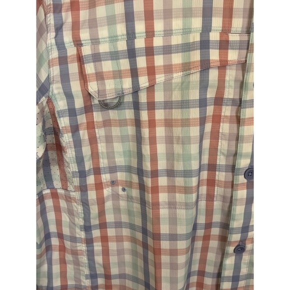 COOLIBAR Nassau Fishing Shirt Men Large Pastel Gingham Button Up UPF 50+ - Picture 7 of 16